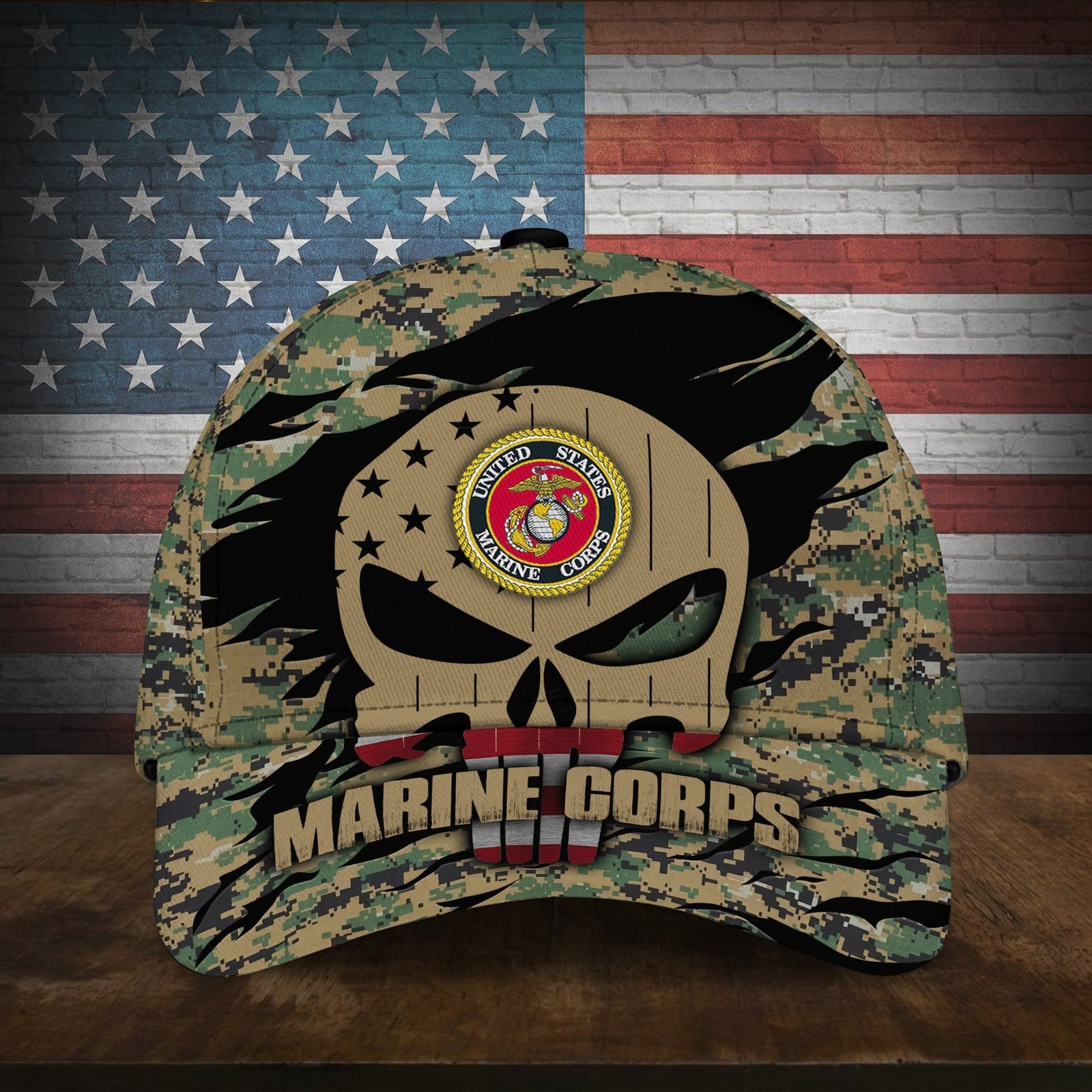 BlueJose Colorful Puniskull Multiservice U.S Veteran Cap
