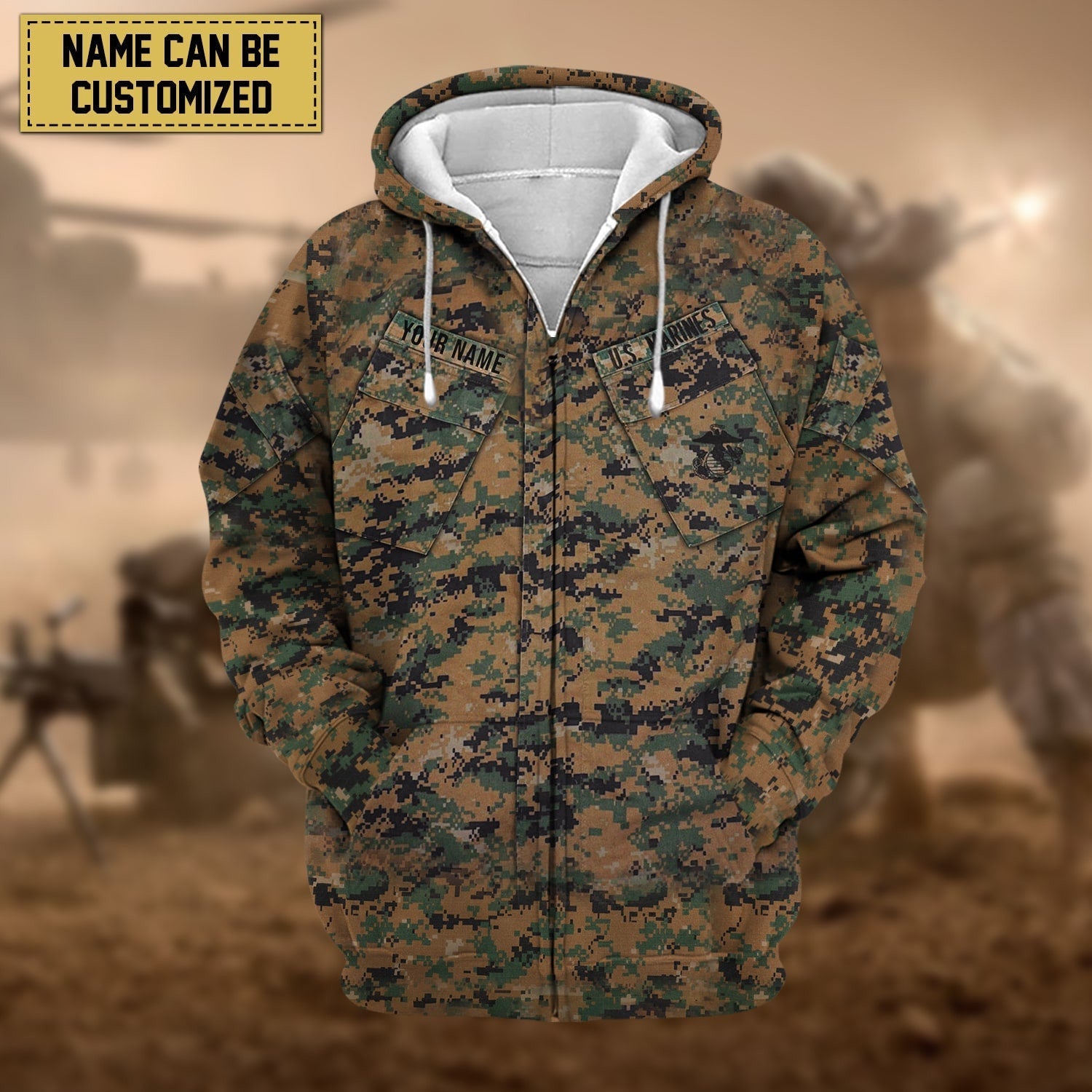 BlueJose Premium Personalised US Veteran Zip Hoodie Fleece