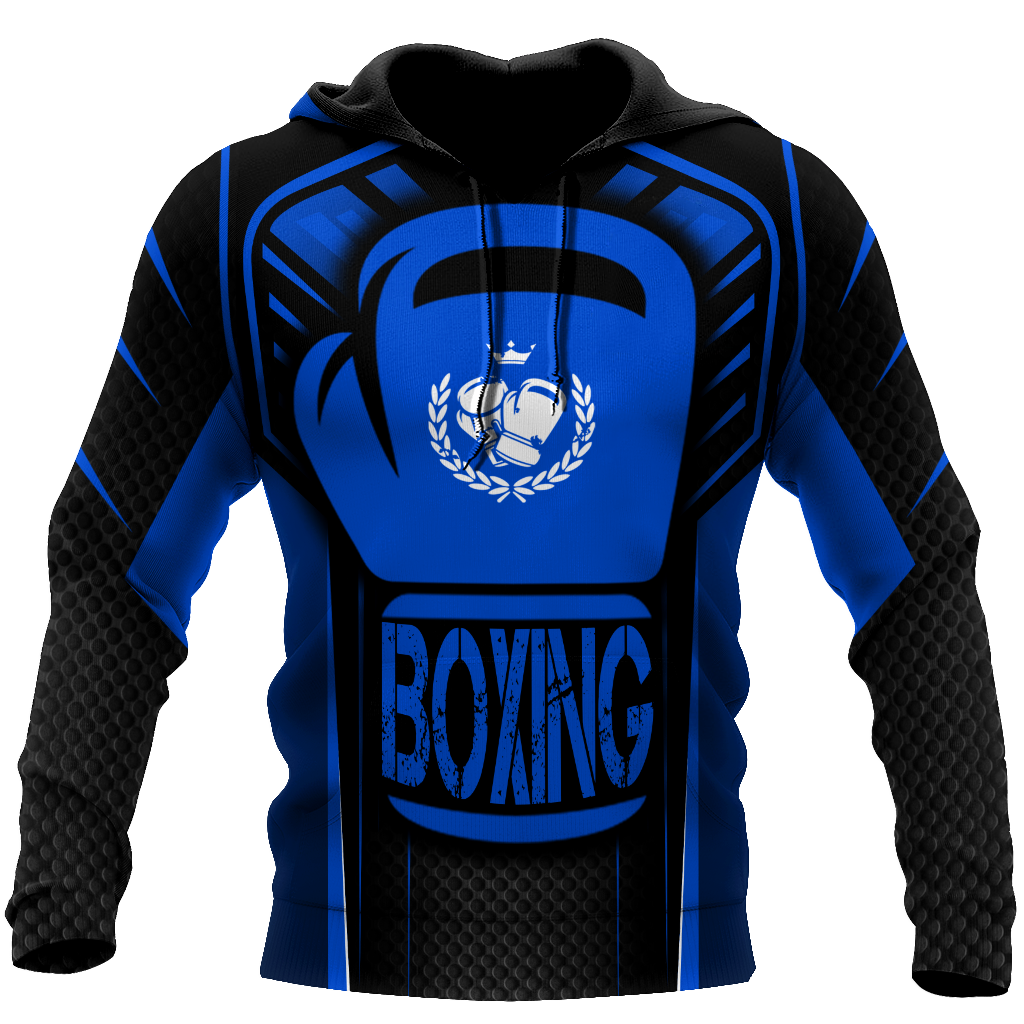 BlueJose Boxing Black & Royal Blue 3D Hoodie