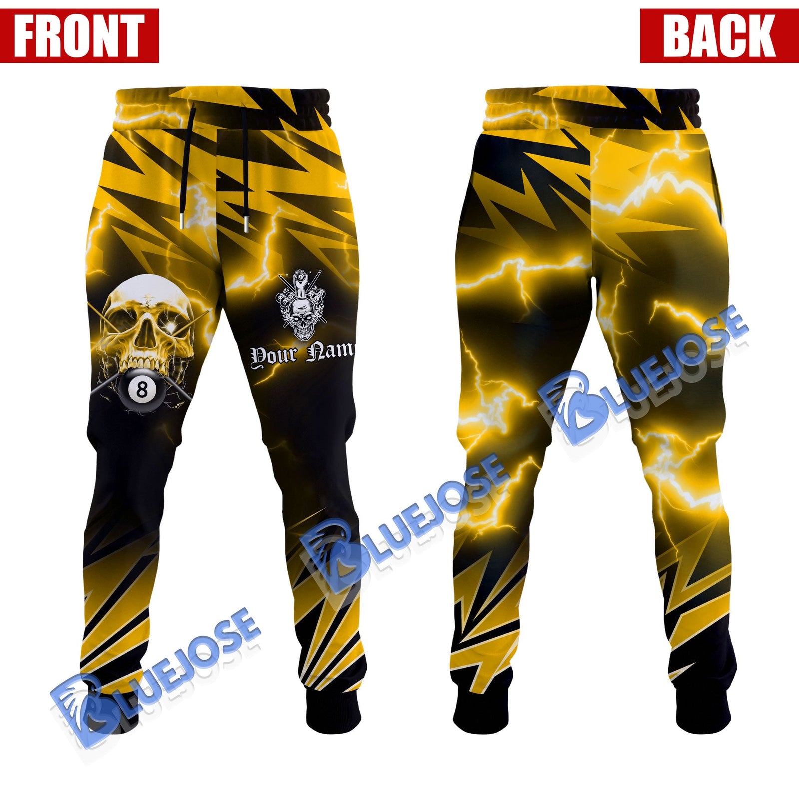 BlueJose Billiards Ball 8 Deadly Thunder Skull Sweatpants 3D Jogger (6 Colors)
