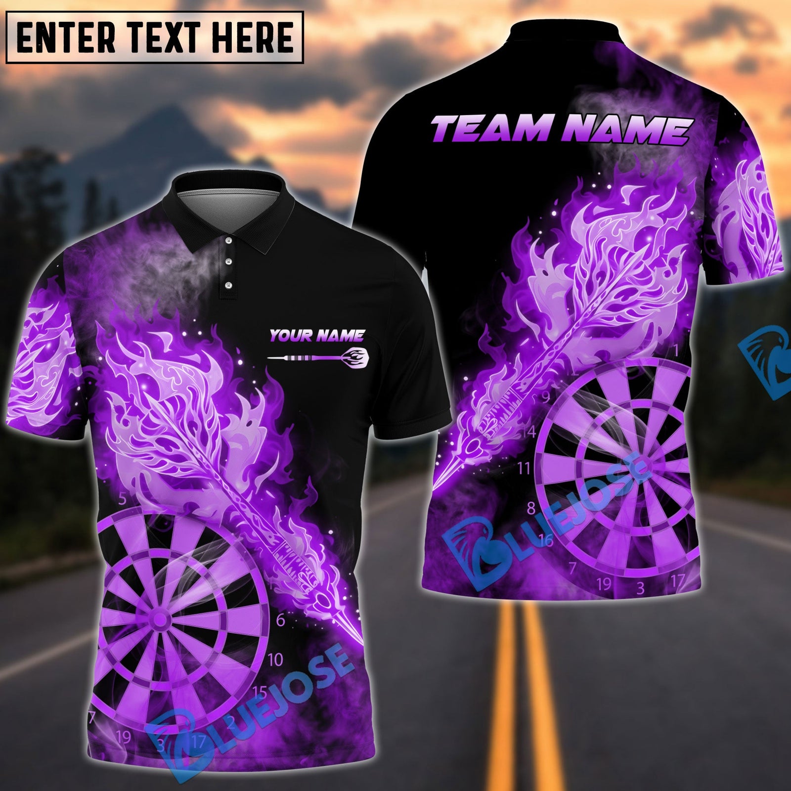 BlueJose Darts God Fire Arrow Multicolor Options Personalized Name Shirt (4 Colors)