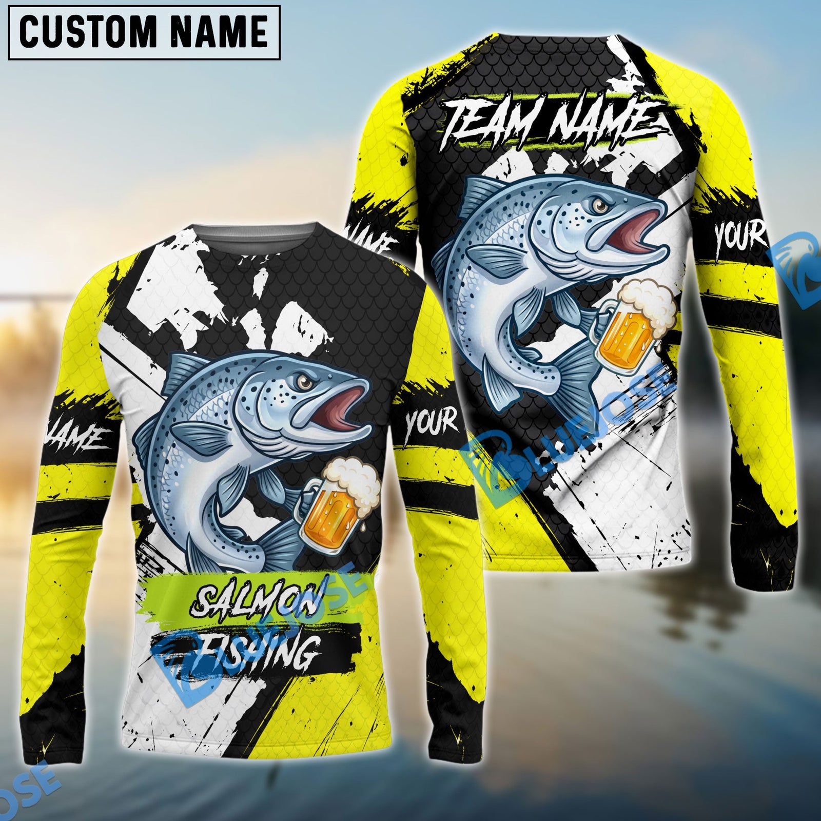 Bluejose Fishing Funny Beer Skin Custom Name & Team Name 3D Shirts (12 Breeds)