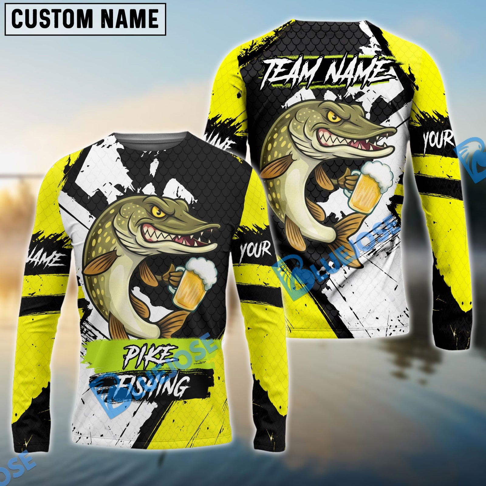 Bluejose Fishing Funny Beer Skin Custom Name & Team Name 3D Shirts (12 Breeds)