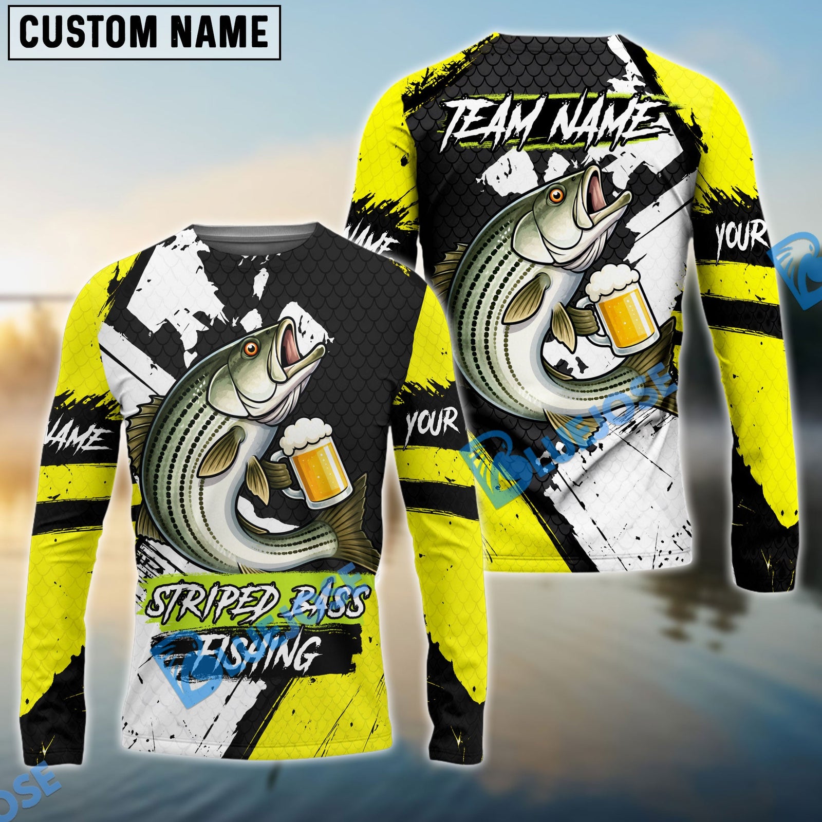 Bluejose Fishing Funny Beer Skin Custom Name & Team Name 3D Shirts (12 Breeds)