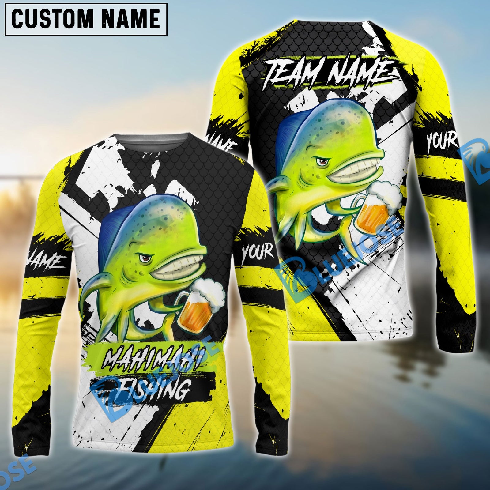 Bluejose Fishing Funny Beer Skin Custom Name & Team Name 3D Shirts (12 Breeds)