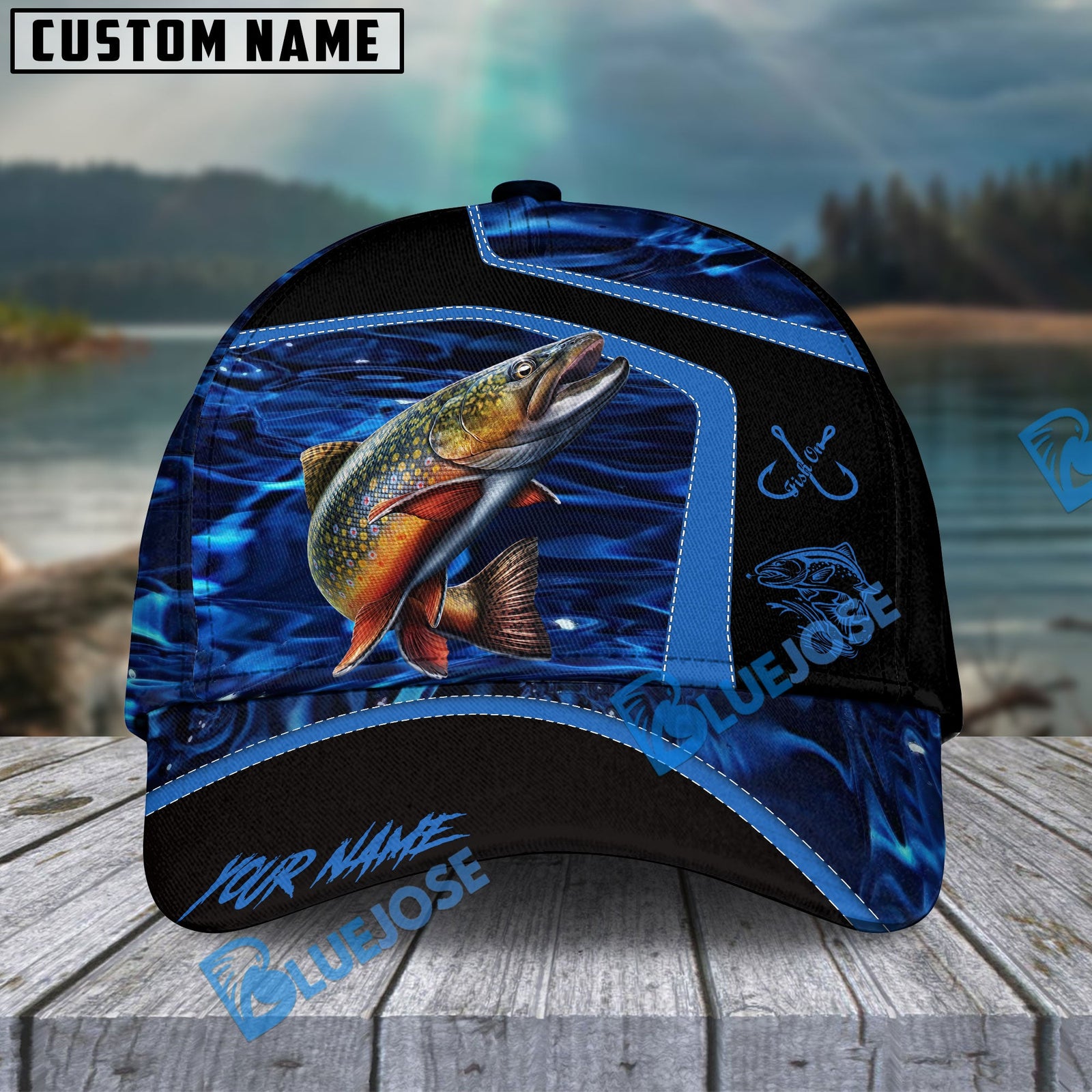BlueJose Fishing Blue Water Outdoor Personalized Name Classic 3D Cap (13 Breeds)