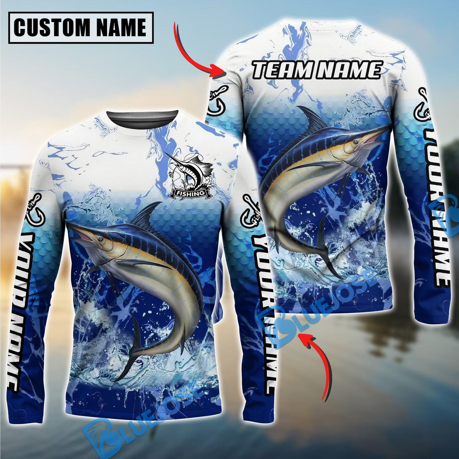 Bluejose Fishing Freshwater Strike Legend Custom Name & Team Name 3D Shirts (12 Breeds)