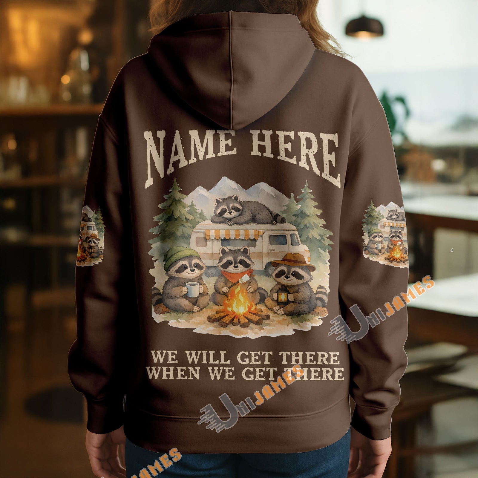 BlueJose Racoon Camping We Will Get There When We Get There Personalized Name Shirts