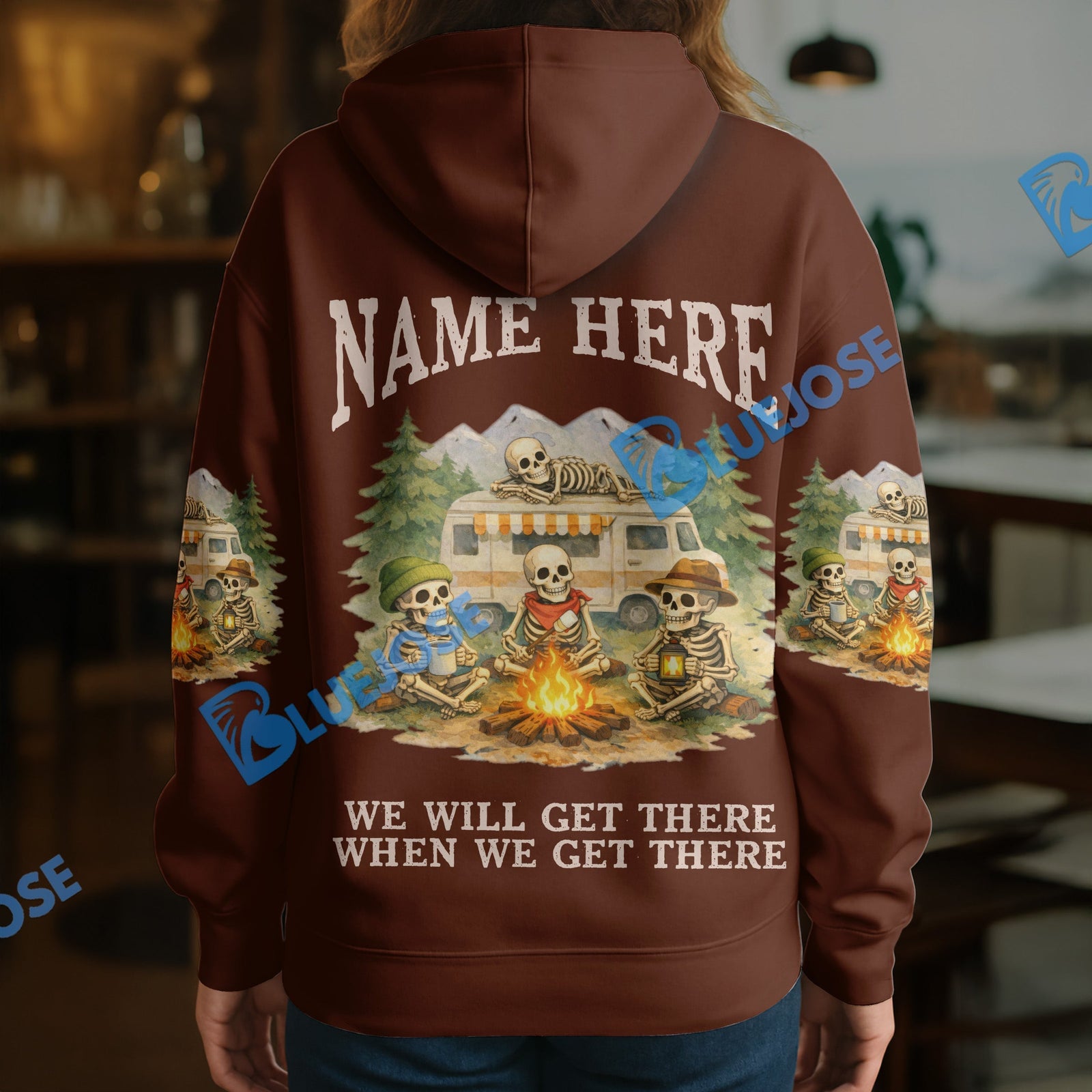 BlueJose Personalized Skeleton Road Trip Camping Hoodie