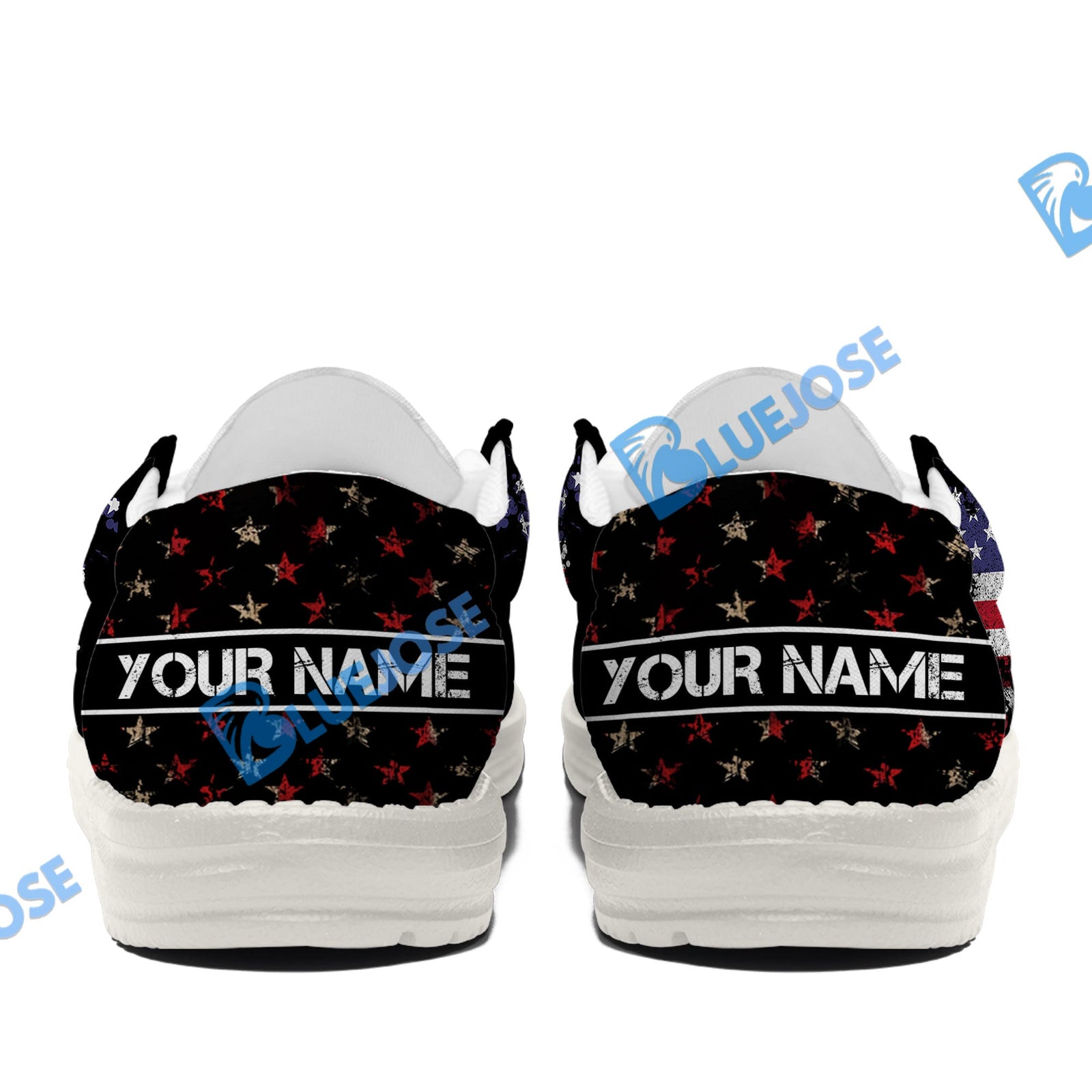 BlueJose Billiards American Flag 9 Ball Player White Canvas Loafer Shoes