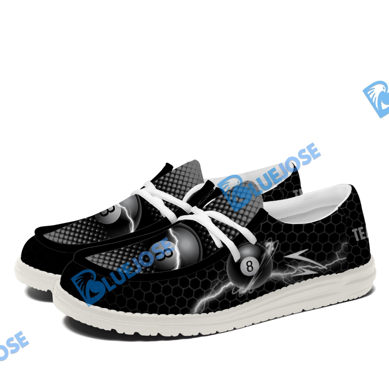 BlueJose Gray Billiards White Canvas Loafer Shoes