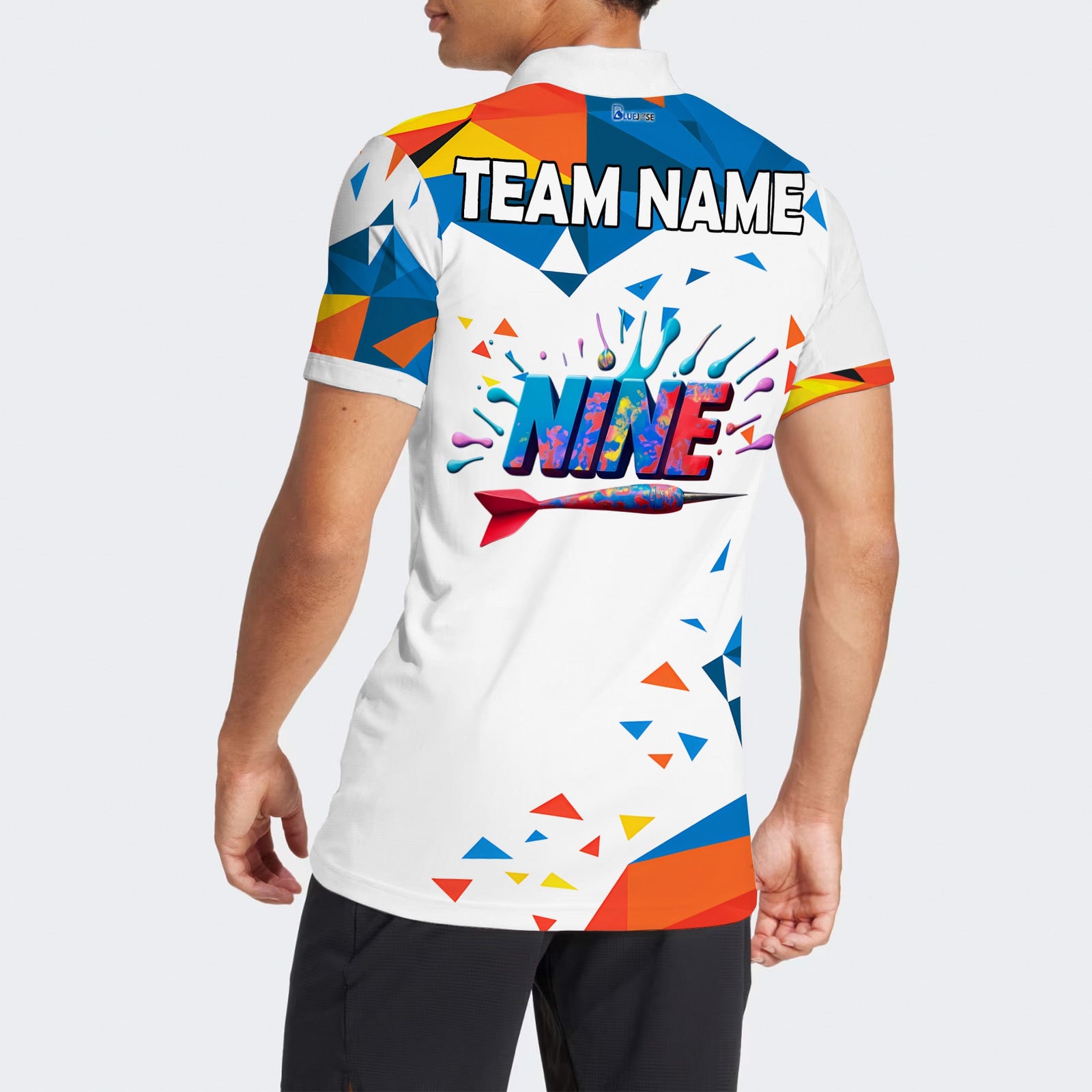 BlueJose Design Multicolor Nine Darts Personalized Name, Team Name Unisex Shirt