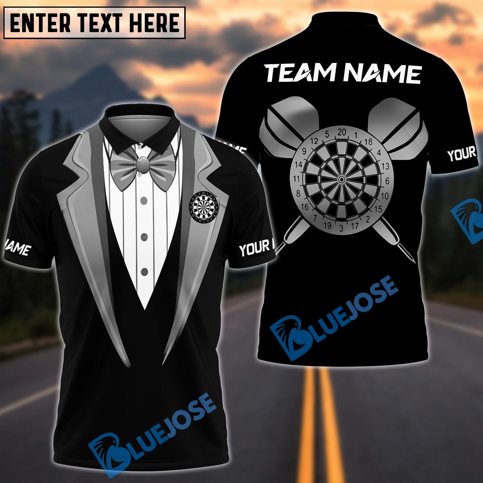 BlueJose Darts Gentleman Style Personalized Name, Team Name Shirt (6 Colors)