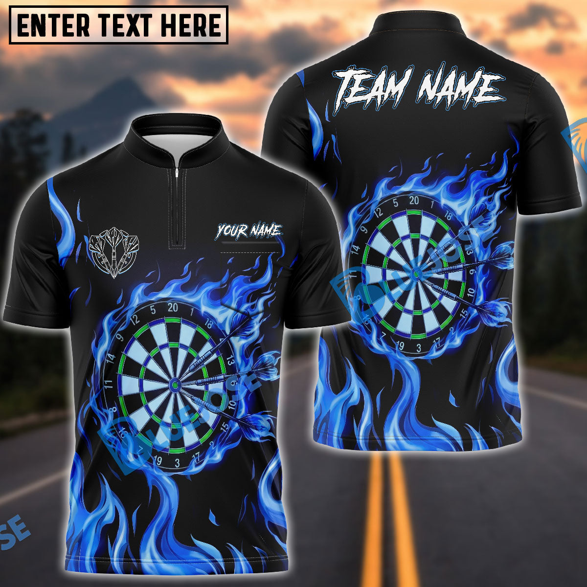 BlueJose Darts Neon Flame Dartboard Target Multicolor Options Personalized Name Shirt (4 Colors)