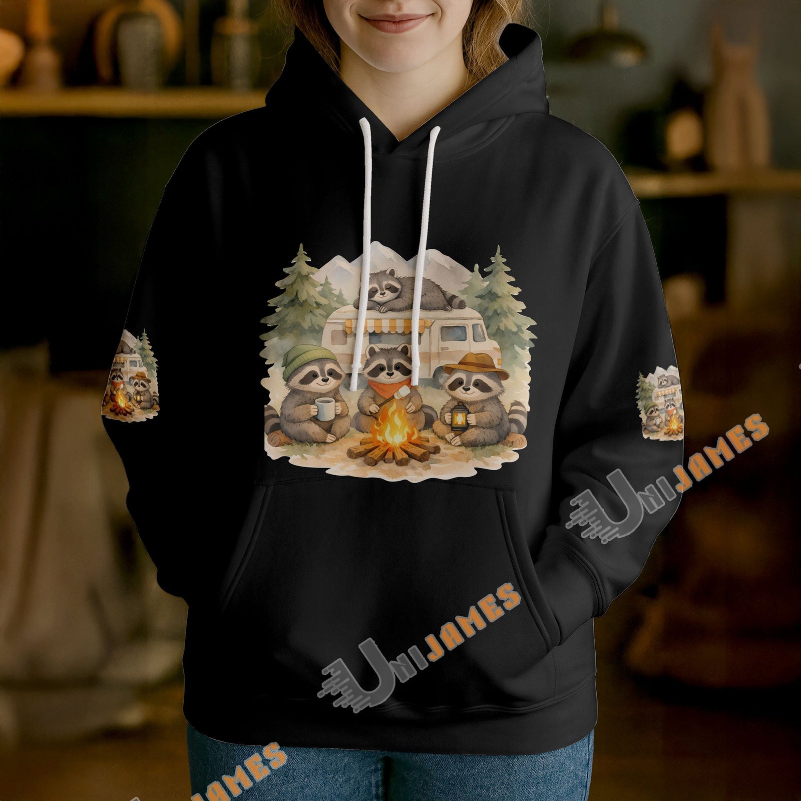 BlueJose Racoon Camping We Will Get There When We Get There Personalized Name Shirts