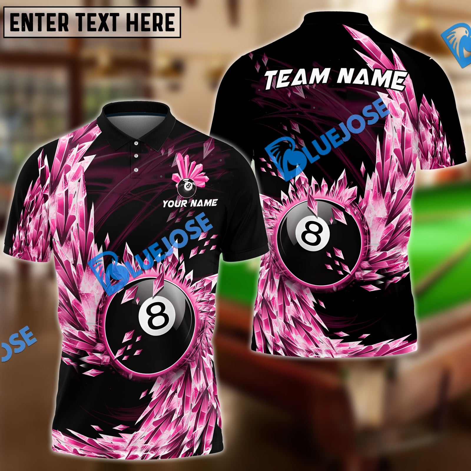 BlueJose Billiards Ball 8 Breath Of Ice Personalized Name, Team Name Shirt (6 Colors)