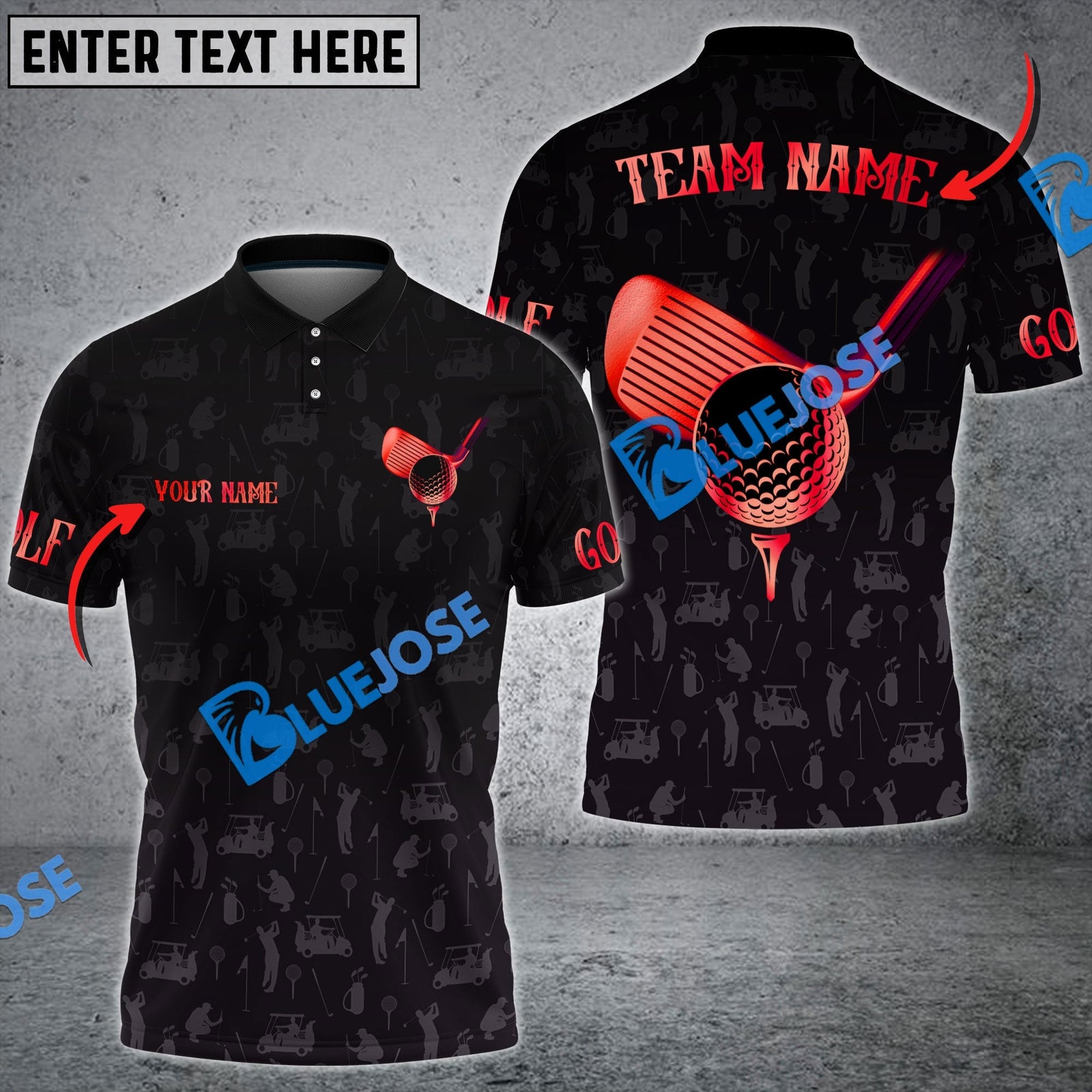 BlueJose Golf Golden Time Customized Name, Team Name 3D Shirts ( 6 Colors )