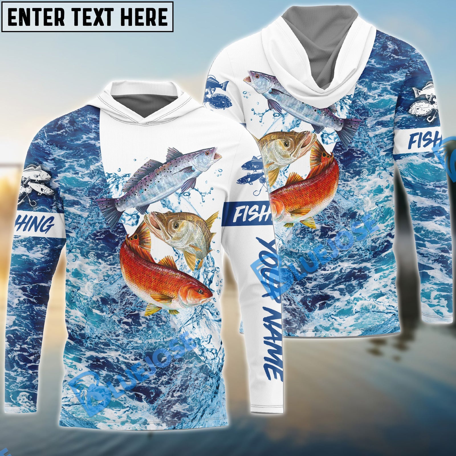 Bluejose Inshore Slam Redfish, Trout, Snook Customize Name 3D Shirts