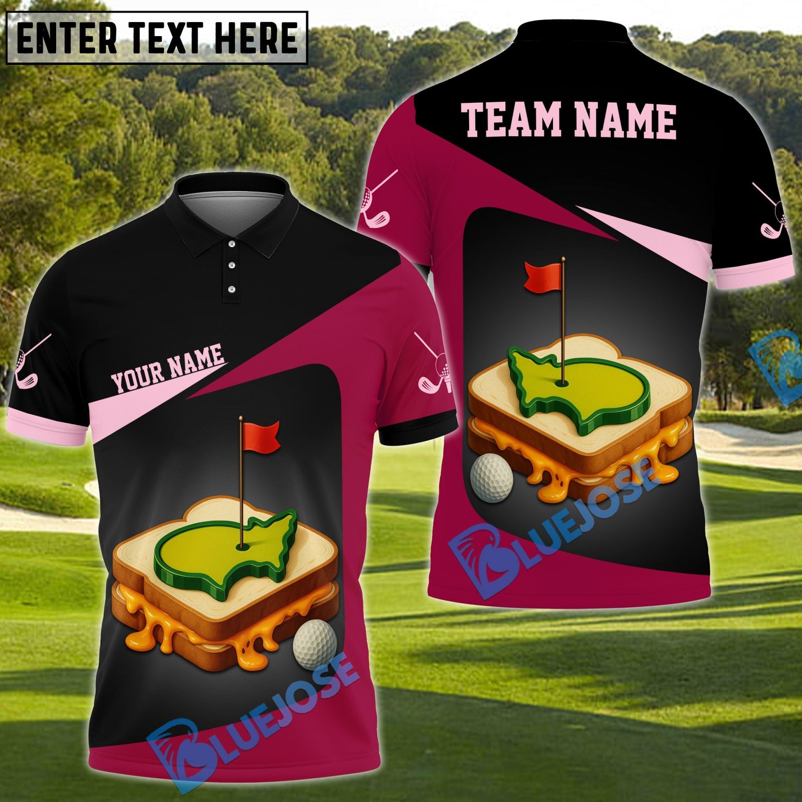 BlueJose Pimento Cheese Augusta Golf Customized Name, Team Name 3D Shirts (4 Colors)
