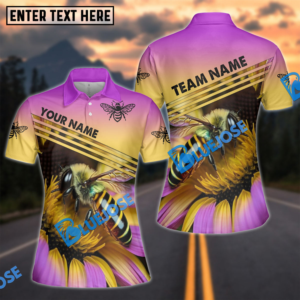 BlueJose Honey Bee Purple Flower Personalized Shirt