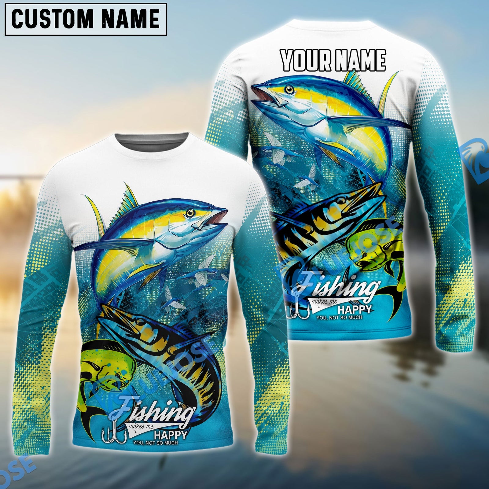 Bluejose Tuna Mahi-Mahi Wahoo Offshore Fishing Tropical Fish Art Custom Name & Team Name 3D Shirts