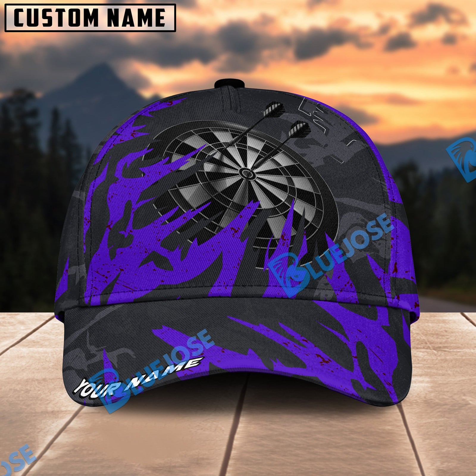 BlueJose Darts Board Lightning Graffiti Personalized Name Cap (6 Colors)