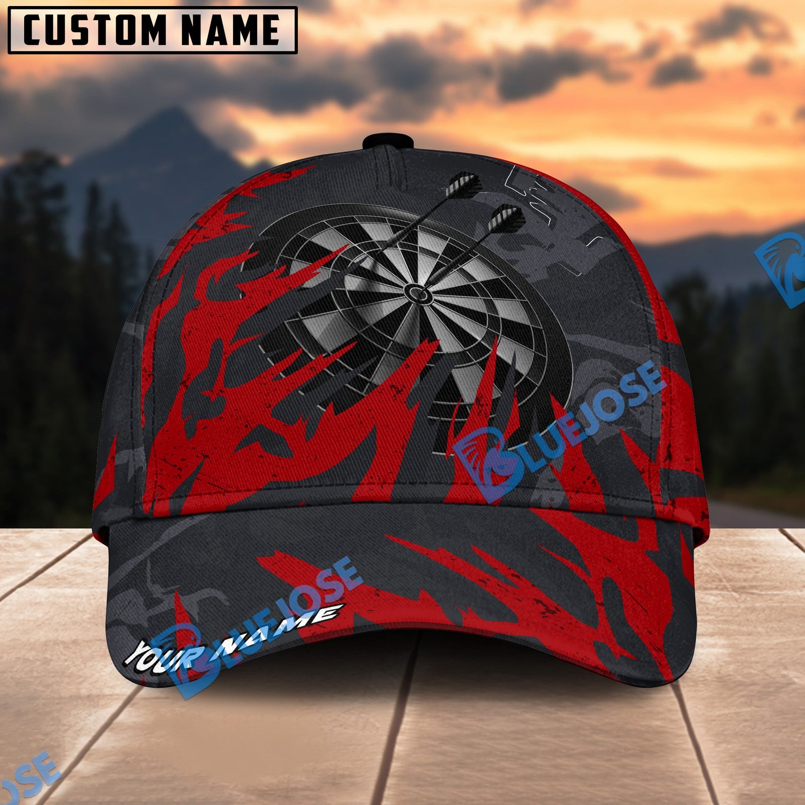 BlueJose Darts Board Lightning Graffiti Personalized Name Cap (6 Colors)