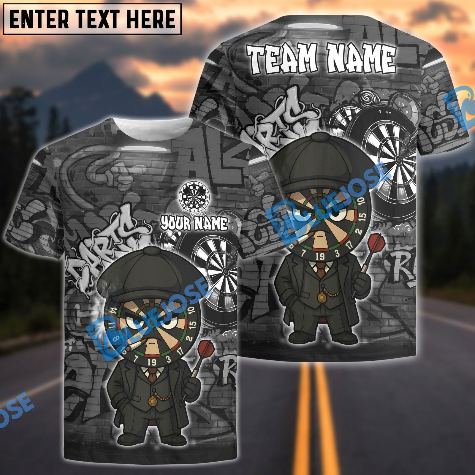 BlueJose Darts Graffiti By The Order Of Peaky B Personalized Name, Team Name Unisex Shirt (4 Colors)