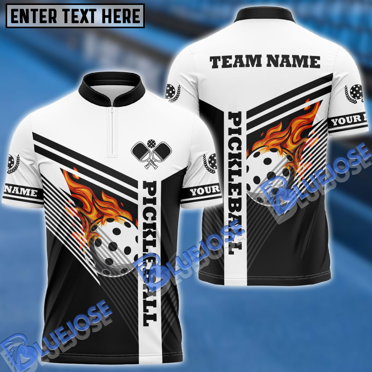 BlueJose Pickleball Fire Line Personalized Name, Team Name Unisex Shirt (4 Colors)