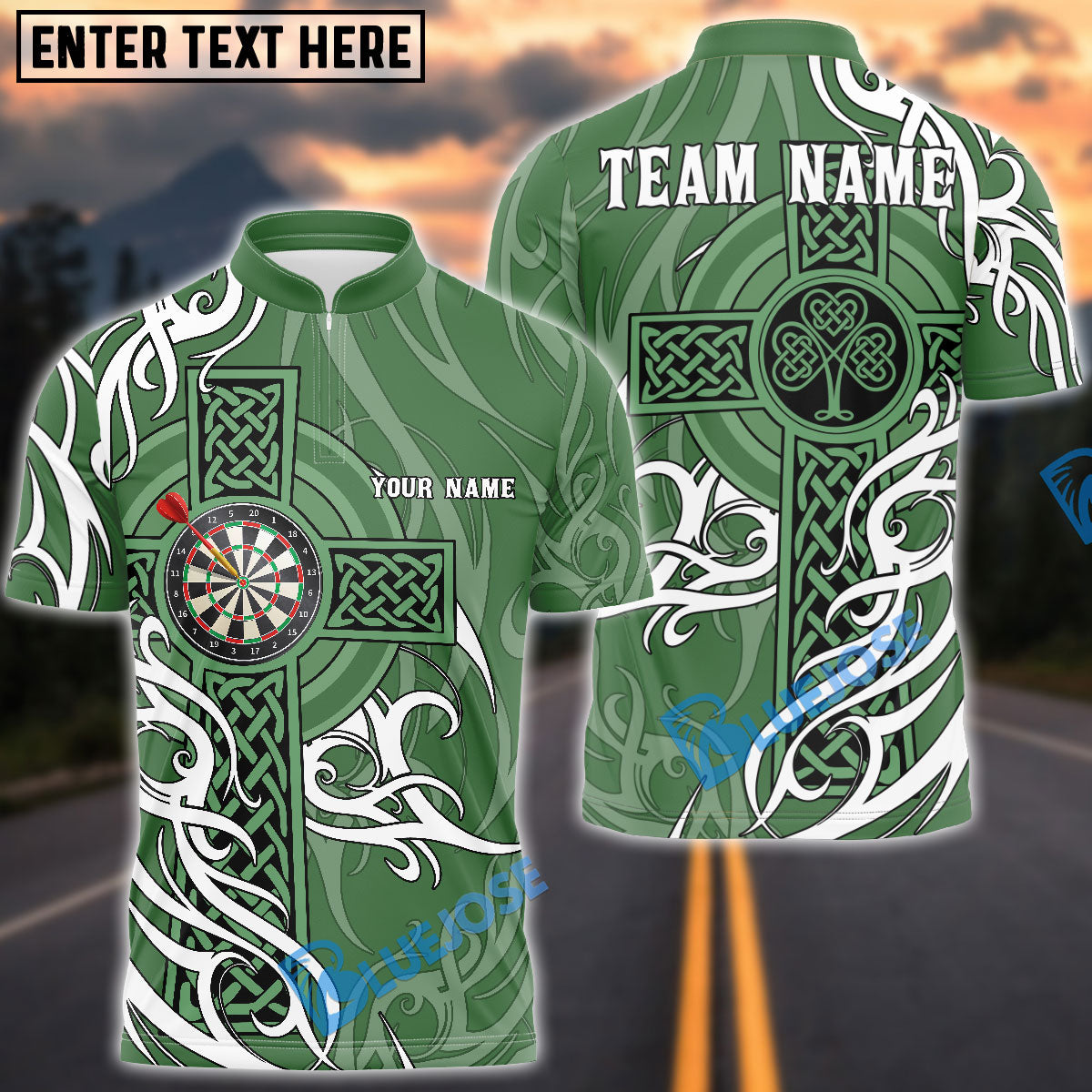 BlueJose Darts Irish Cross St Patrick Day Personalized Name Shirt