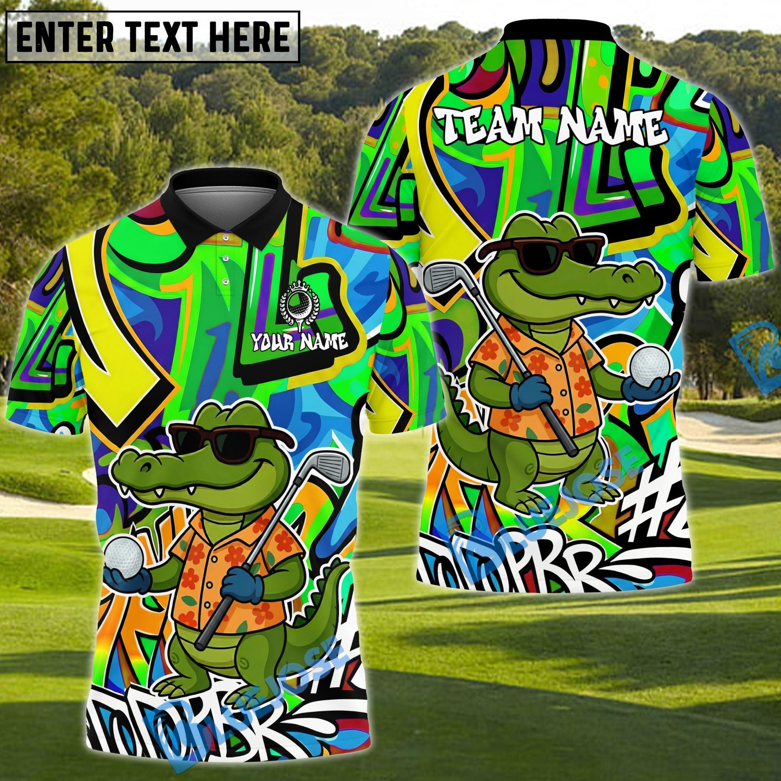BlueJose Urban Bunny Golfer Shirt Golf Polo Customized Name, Team Name 3D Shirts (4 Colors)