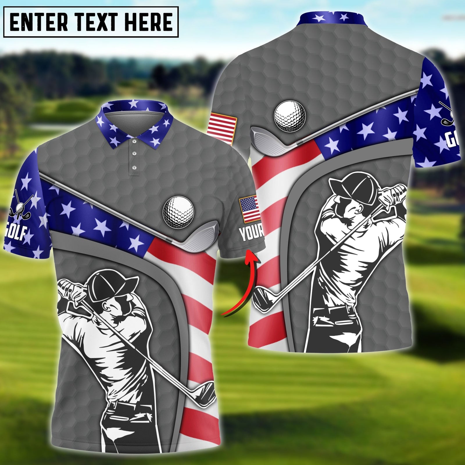 BlueJose Golf Multicolors Personalized Name 3D Shirt
