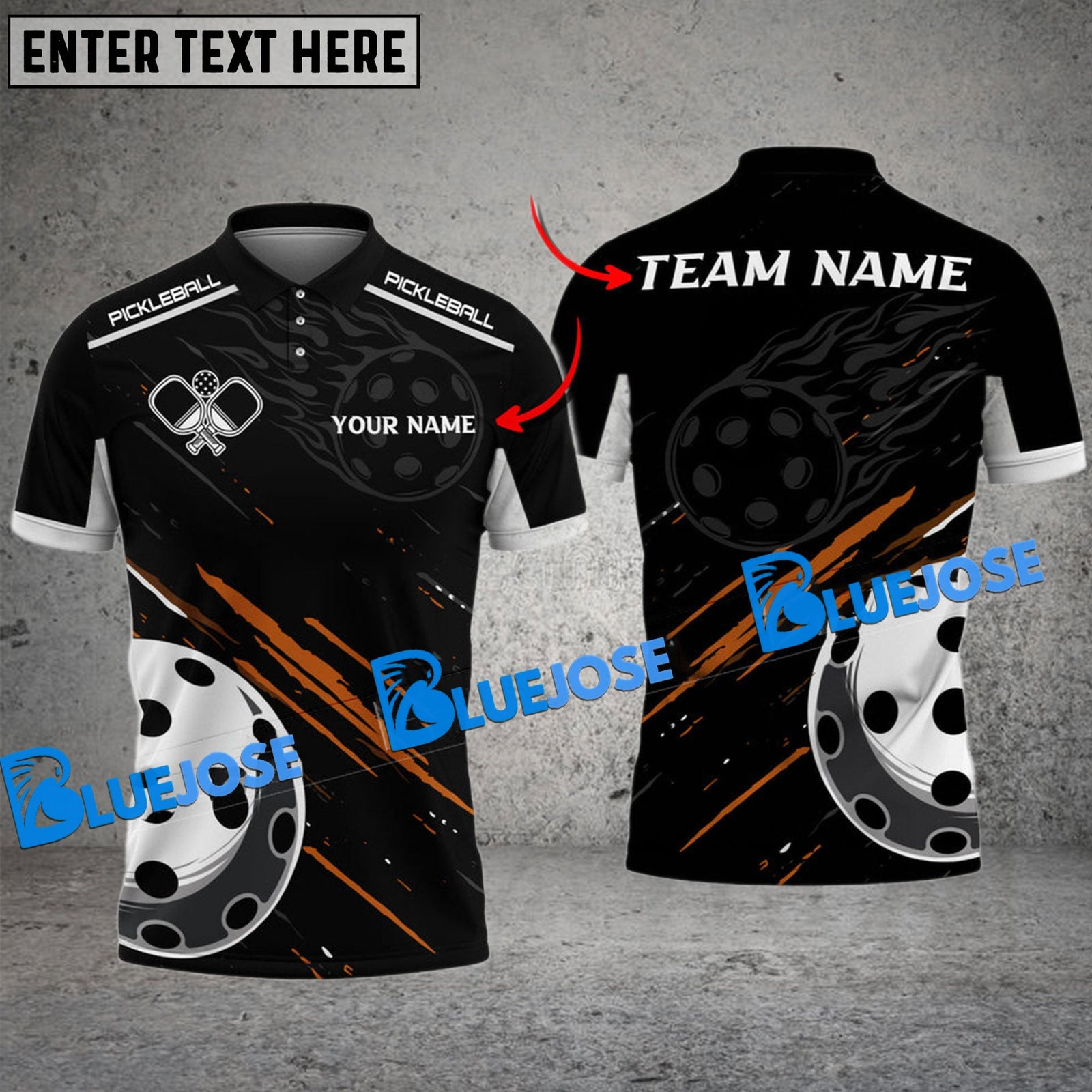 BlueJose Pickleball Fire Line Personalized Name, Team Name Unisex Shirt (3 Colors)