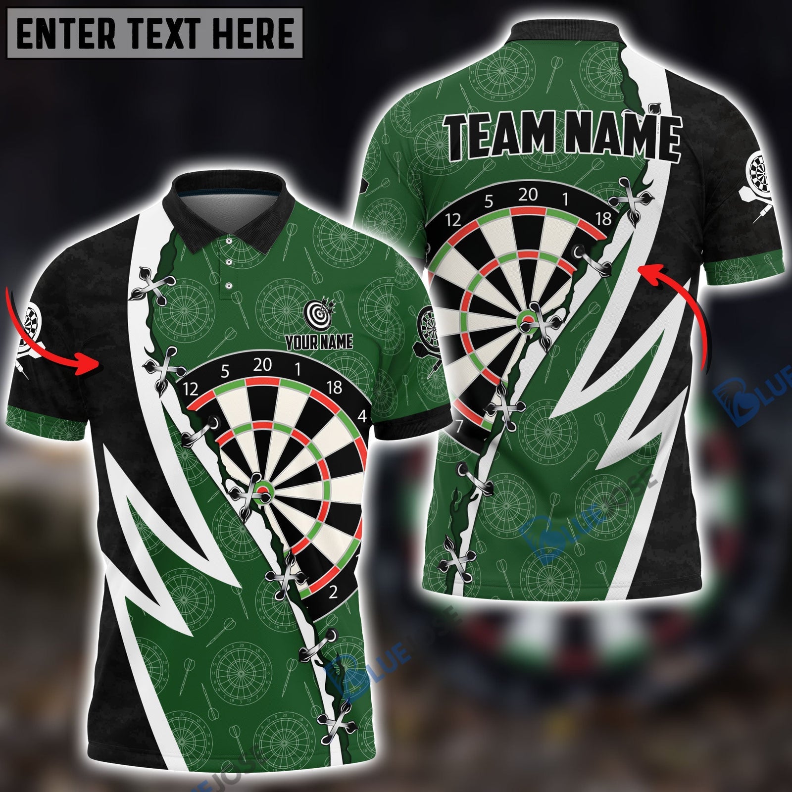 BlueJose Wing Darts Personalized Name, Team Name Shirt (4 Colors)