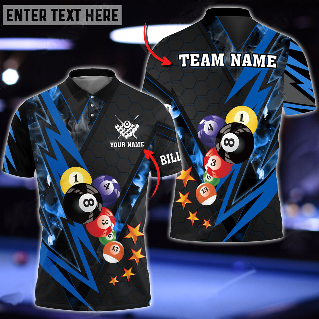 BlueJose Billiards Thunder Pattern Premium Personalized Name, Team Name Unisex Shirt ( 4 Colors )