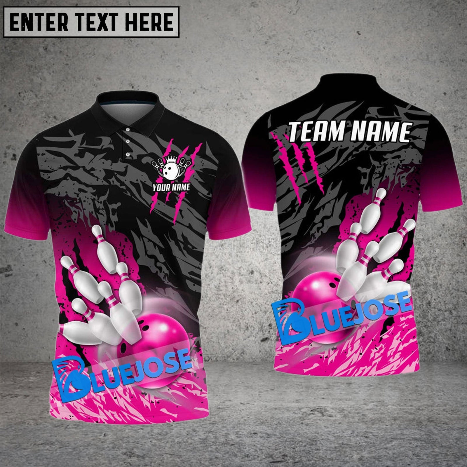 BlueJose Bowling And Pins Scratch Customized Name 3D Shirt (8 Colors)