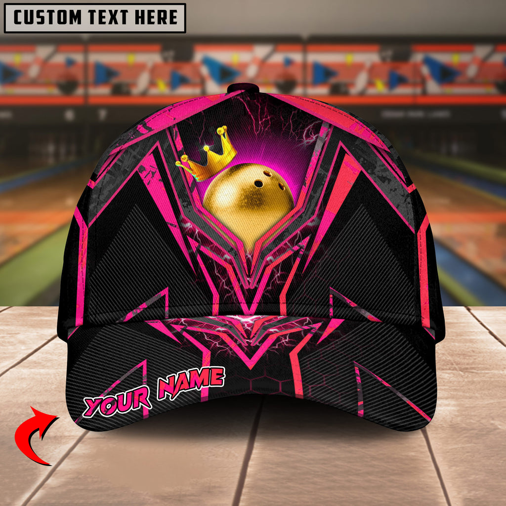 BlueJoses Bowling Ball & Pins Premium King Crown Multicolor Personalized Name Cap