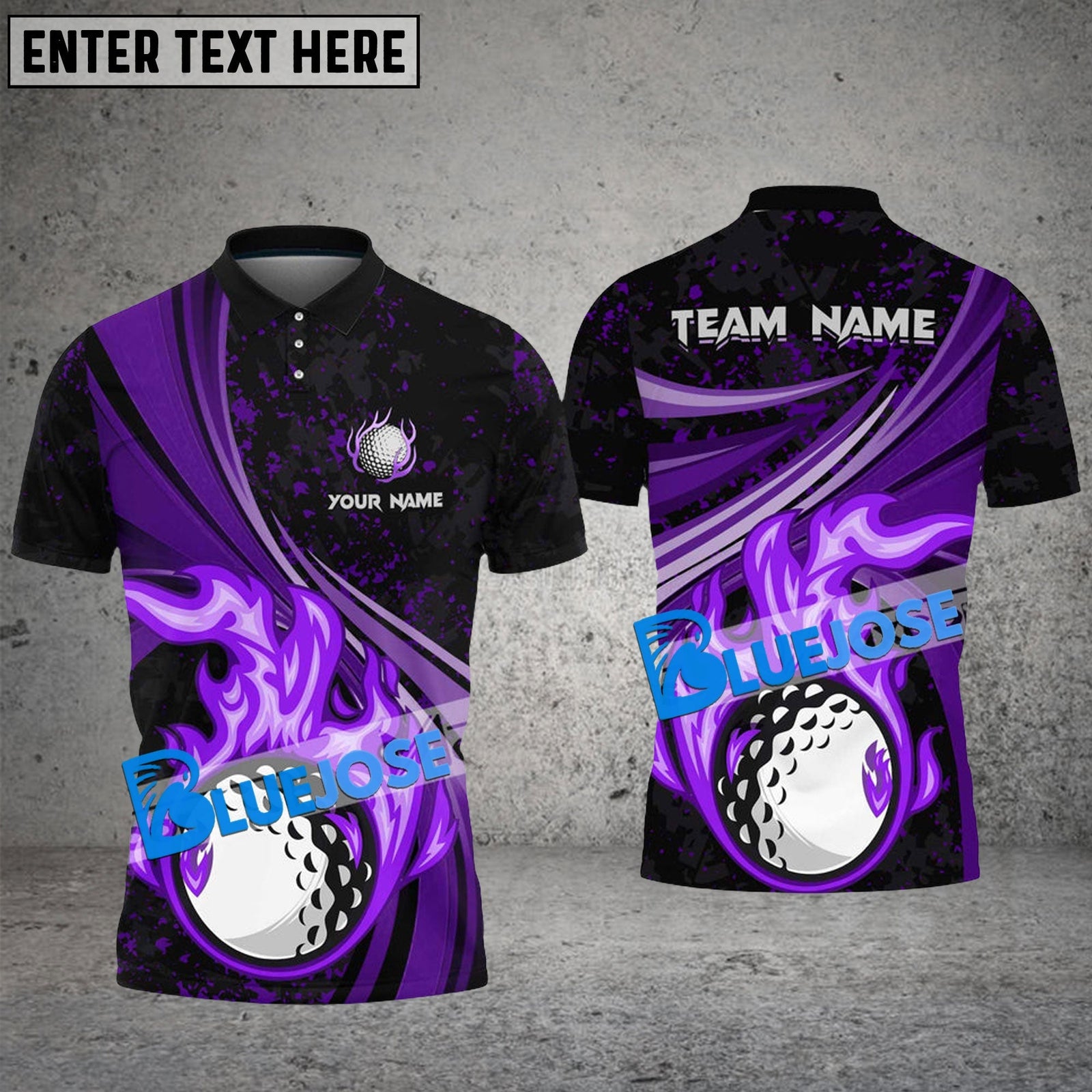 BlueJose Golf Ball Fire Flame Customized Name, Team Name 3D Shirts (4 Colors)