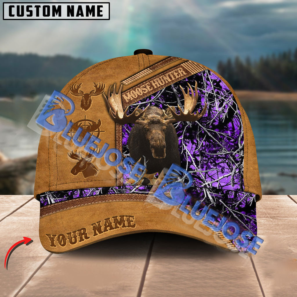 BlueJose Moose Hunting Camouflage Brown Leather Pattern Multicolor Personalized Cap
