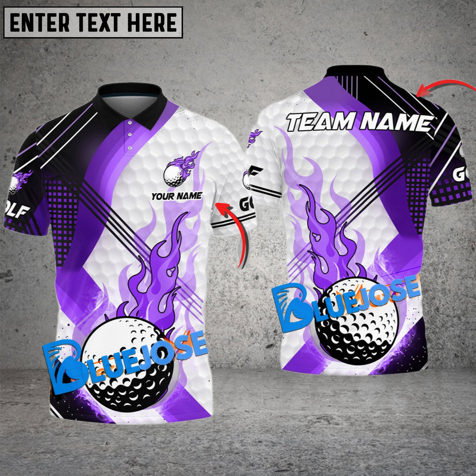 BlueJose Golf Fire Inside Out Customized Name, Team Name 3D Shirts (4 Colors)