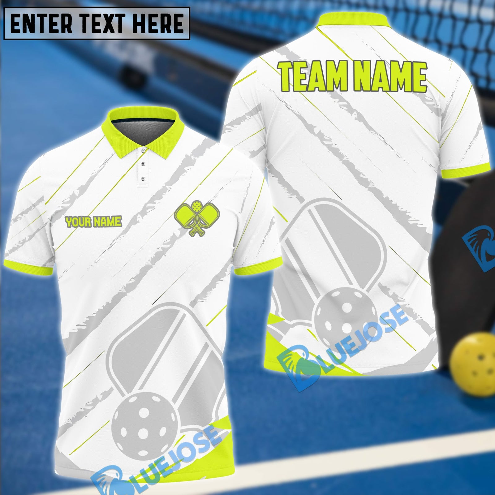 BlueJose Pickleball Basic Personalized Name, Team Name Unisex Shirt (4 Colors)