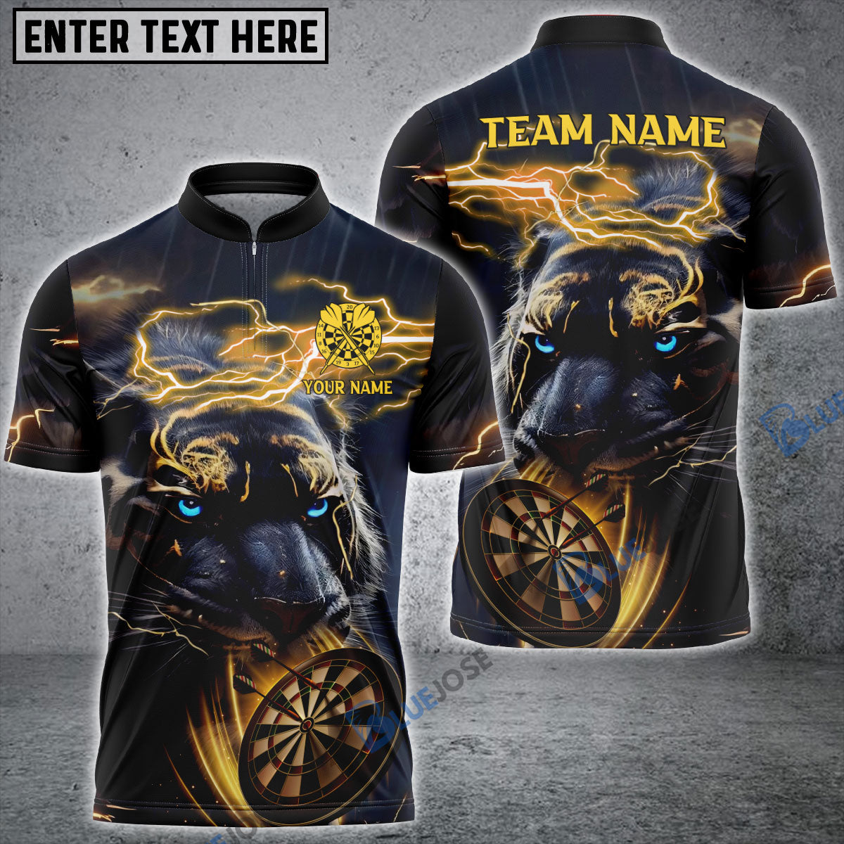 BlueJose Darts Storm Tiger Personalized Name, Team Name Shirt (4 Colors)