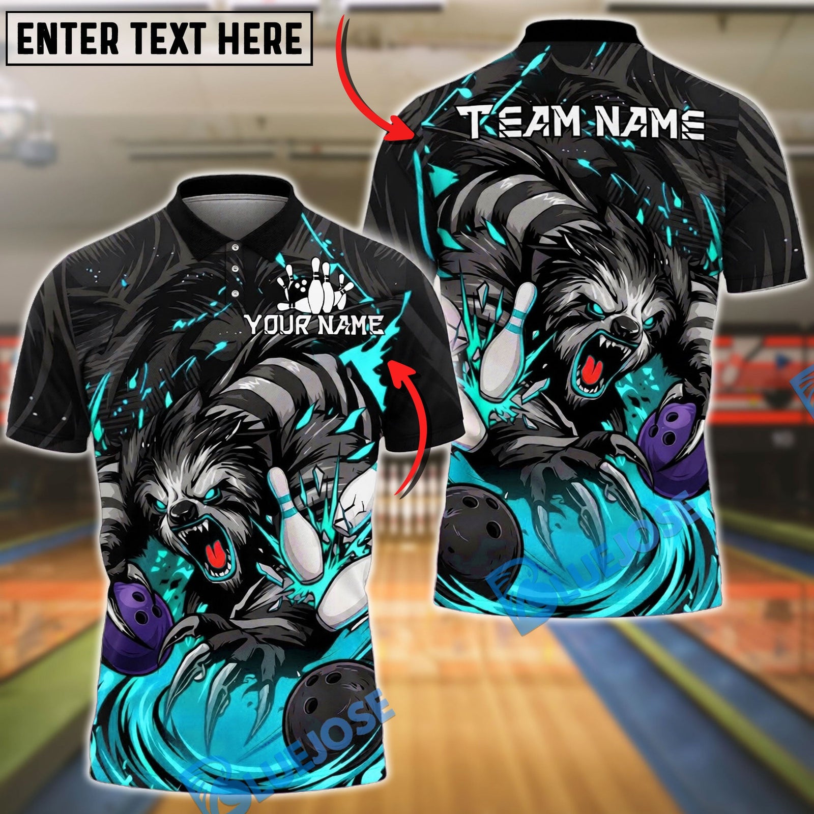 BlueJose Bowling And Pins Fierce Angry Sloth Graphic Customized Name, Team Name 3D Shirt (4 Colors)