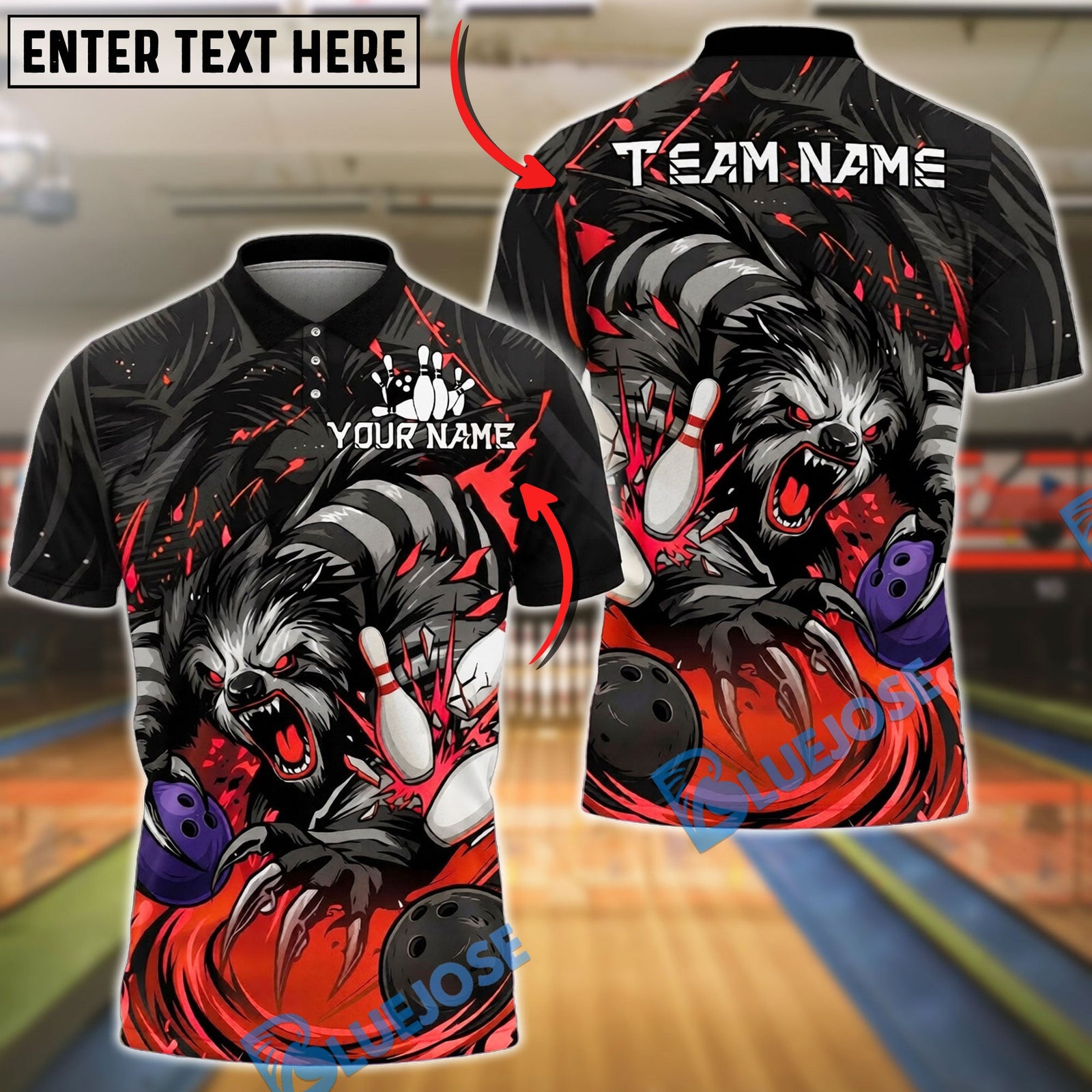 BlueJose Bowling And Pins Fierce Angry Sloth Graphic Customized Name, Team Name 3D Shirt (4 Colors)