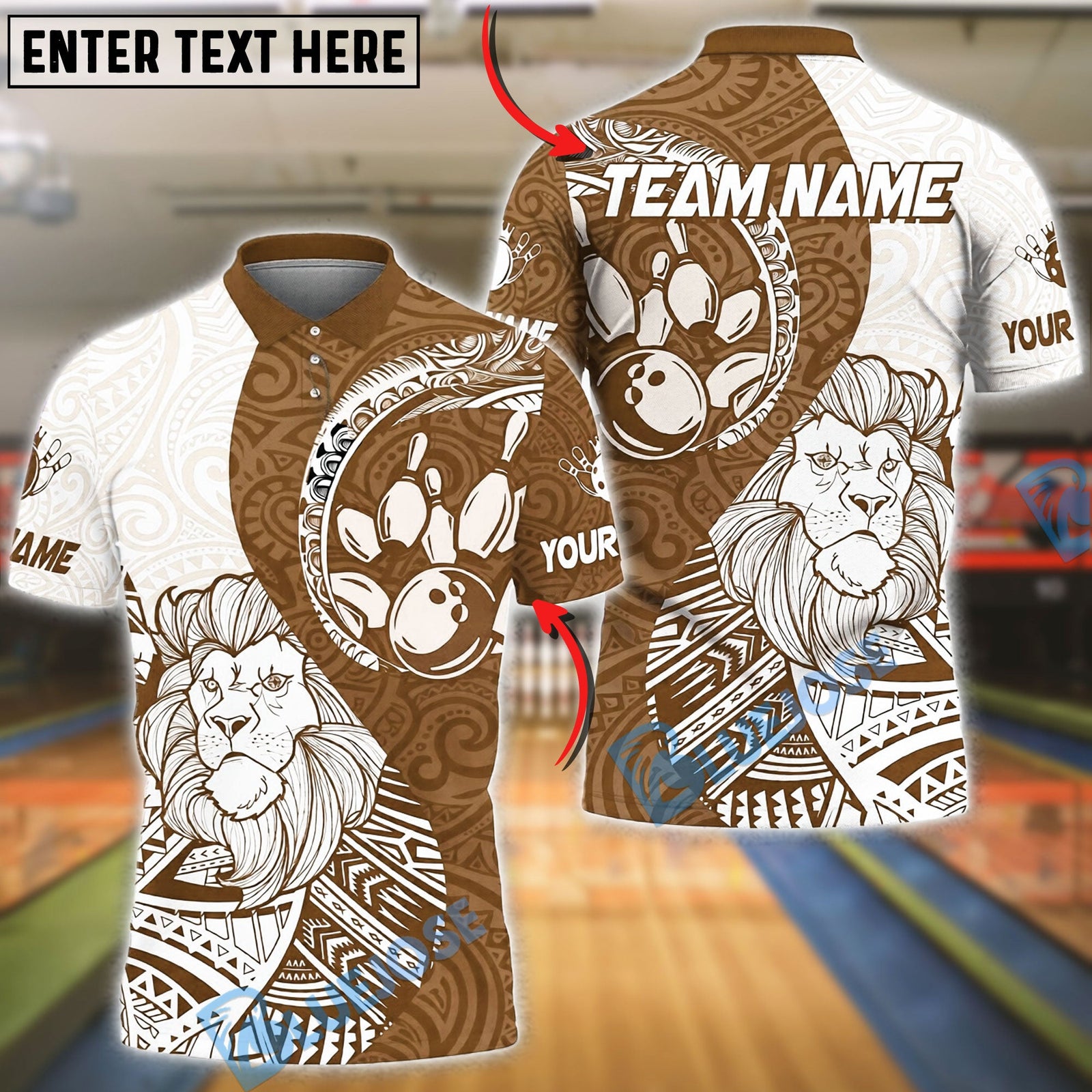 BlueJose Bowling And Pins Lion King Tribal Customized Name, Team Name 3D Shirt (4 Colors)