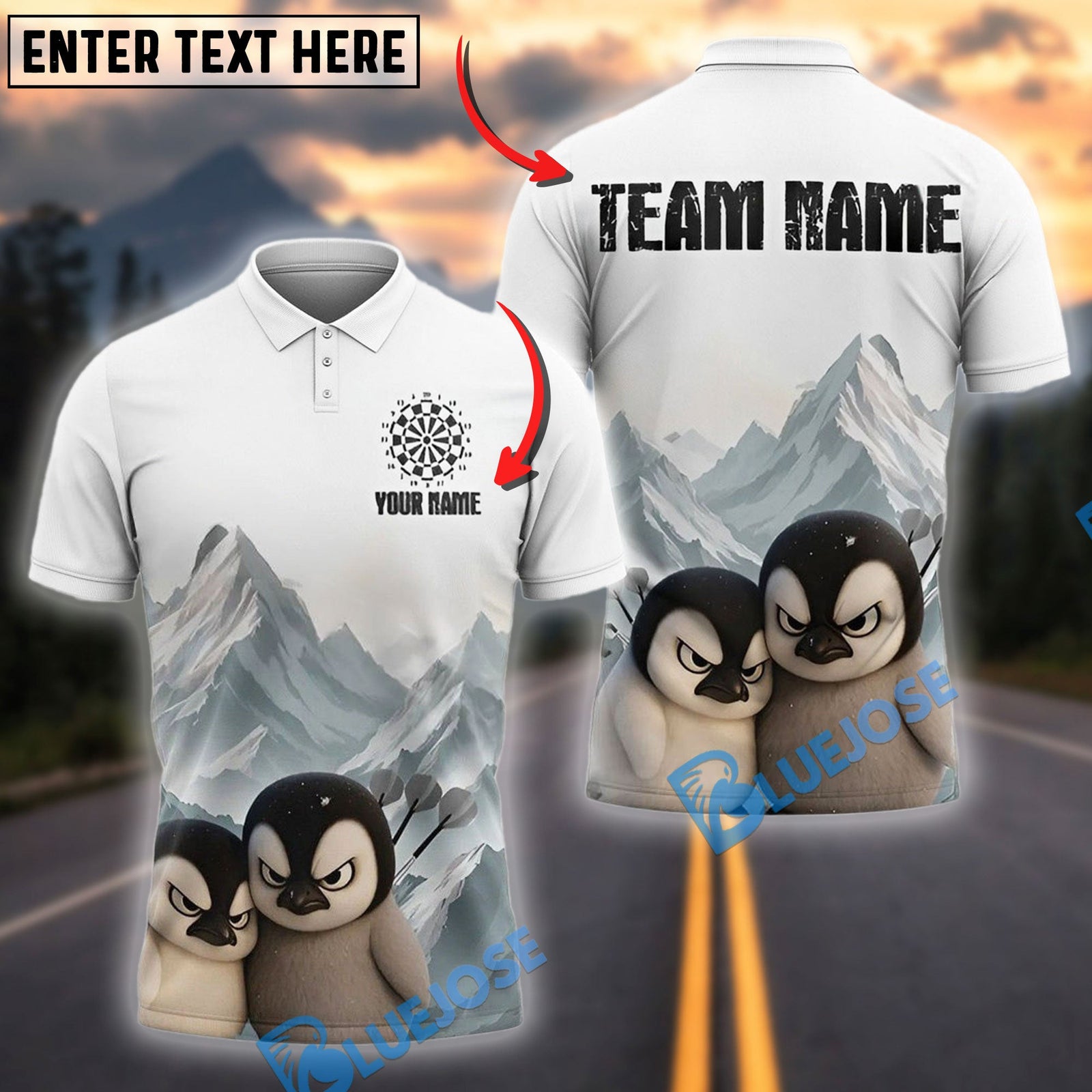 BlueJose Darts Arctic Penguins Chill But Fierce Personalized Name, Team Name Shirt