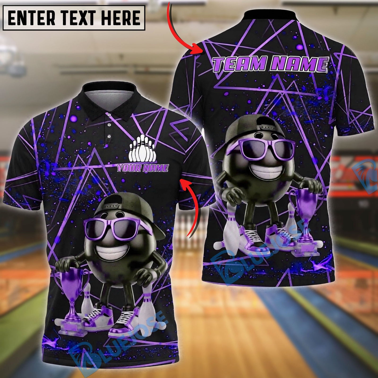 BlueJose Bowling And Pins Cool Champion Customized Name, Team Name 3D Shirt (6 Colors)
