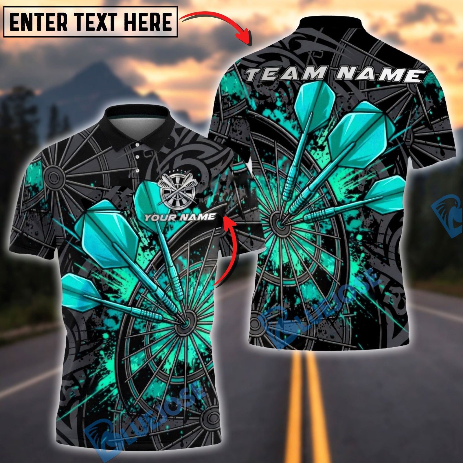 BlueJose Darts Steel Triple Dart Precision Multicolor Options Personalized Name Shirt (4 Colors)