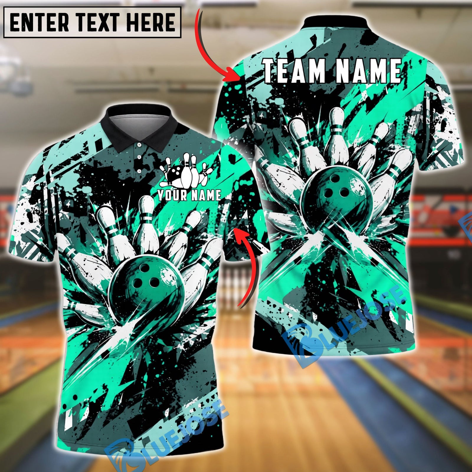 BlueJose Bowling And Pins Strike Explosion Urban Graffiti Customized Name, Team Name 3D Shirt (6 Colors)