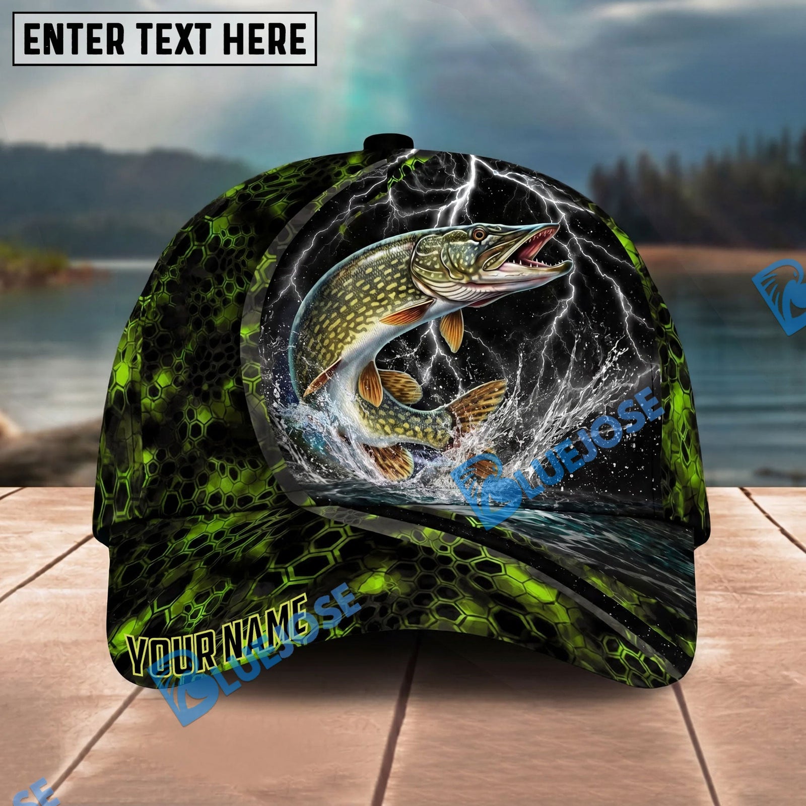 BlueJose Fishing Thunder Strike Personalized Name Classic 3D Cap Personalized Cap (13 Breeds)